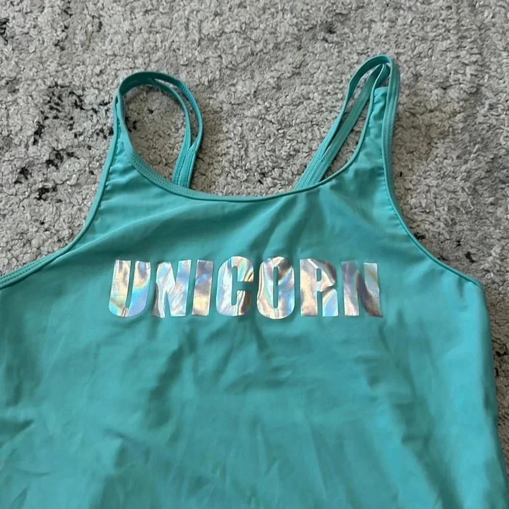 Unicorn Teal Rene Rofe Bathing Suit Girls Size 14/16 EUC